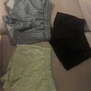 DSG Kids Shorts Trio - Black, Blue, Light Green. 2 are DSG third is Xersion.